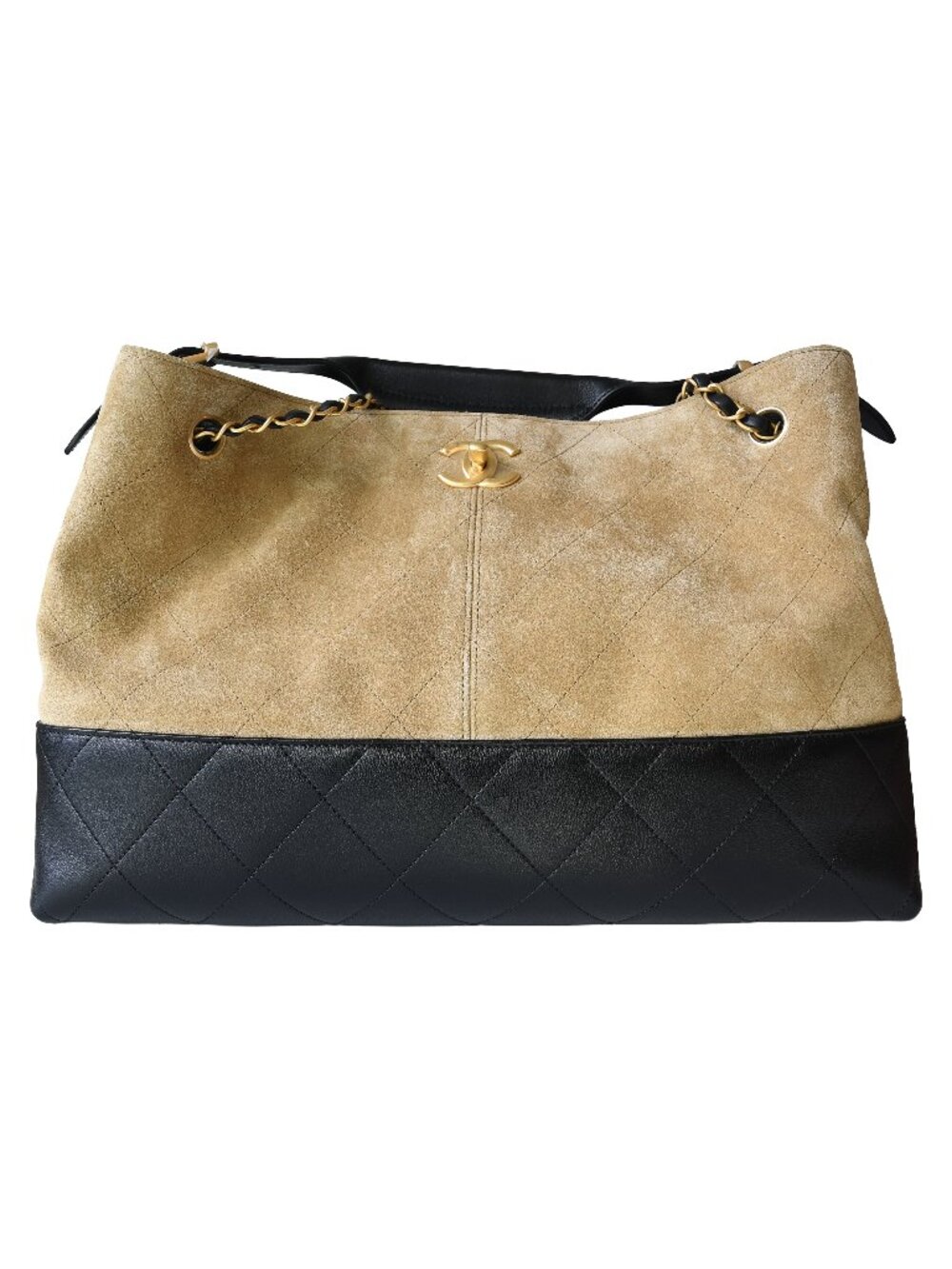 Chanel 25A Metiers d'Art Suede Small Shopping Bag Black Brown